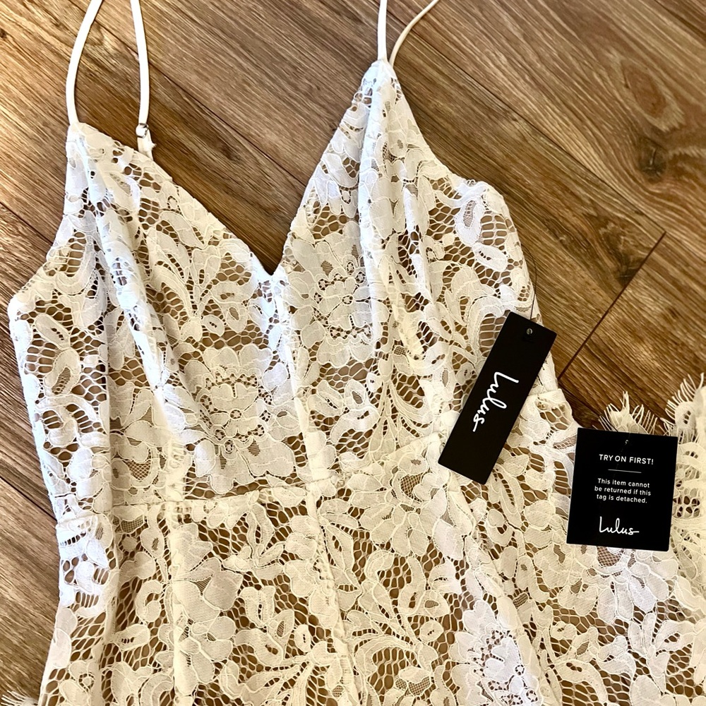 NWT Lulu’s One Wish White Lace Midi Dress - Picture 6 of 6